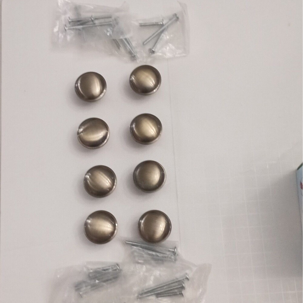 8-Pack 1-1/4" Round Metal Cabinet Knobs, Brushed Brass Finish, Screws Included